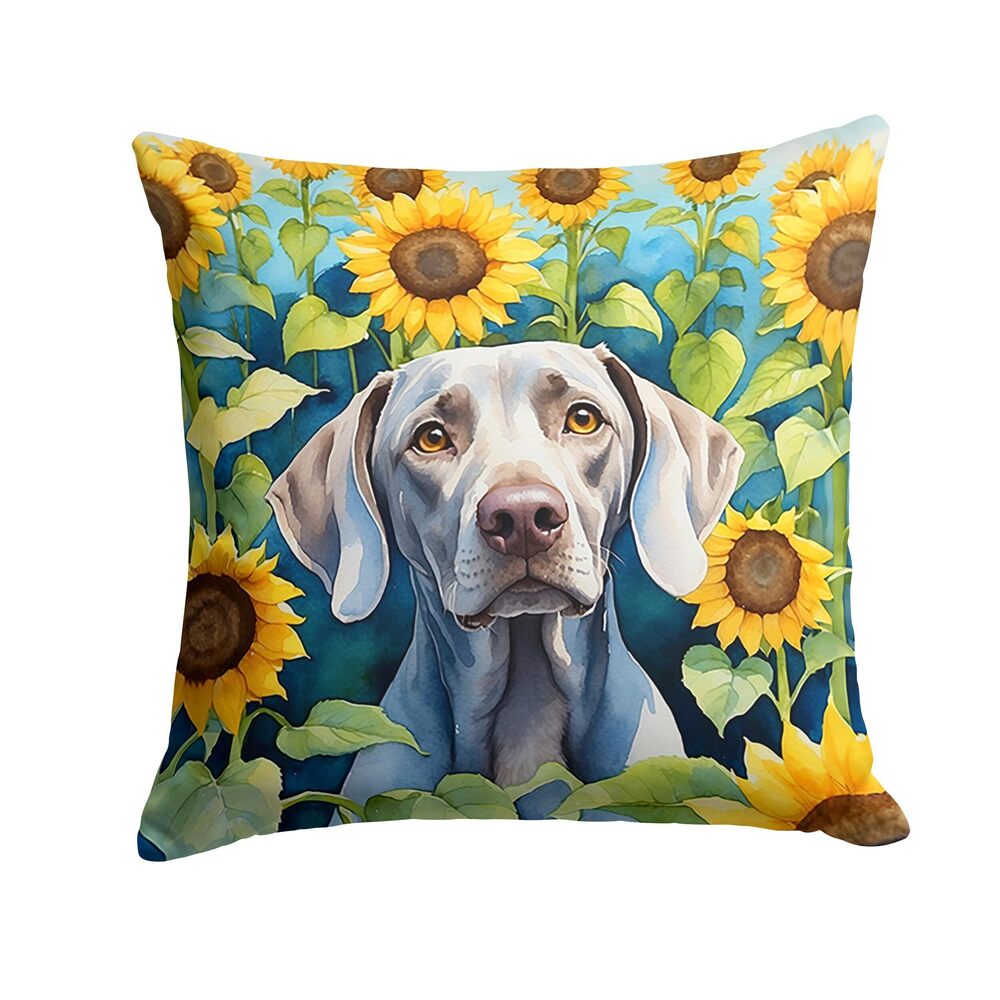 6264 in Sunflowers Throw Pillow, 14Hx14W, Weimaraner 6170